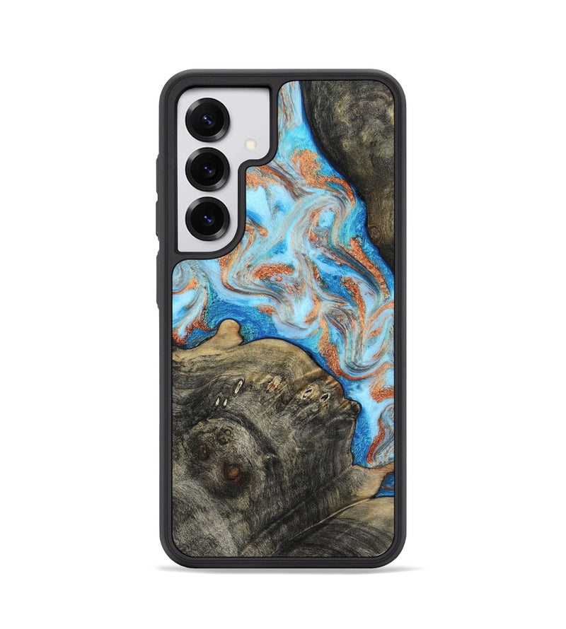 Galaxy S25 Wood Phone Case - Danita (Teal & Gold, 817150)