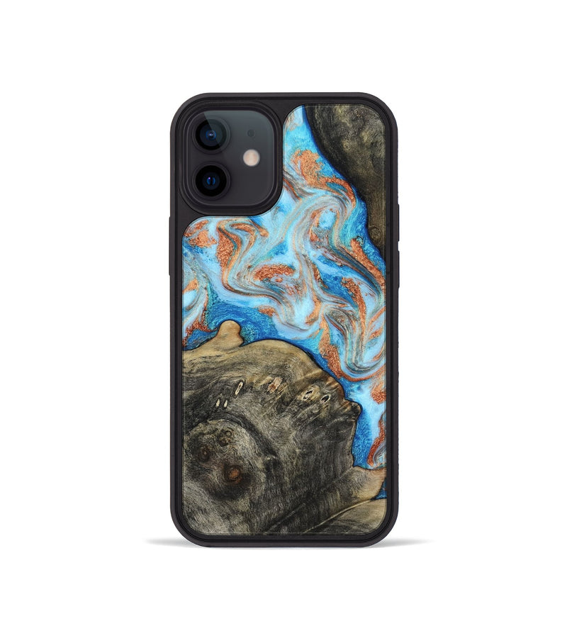 iPhone 12 mini Wood Phone Case - Danita (Teal & Gold, 817150)