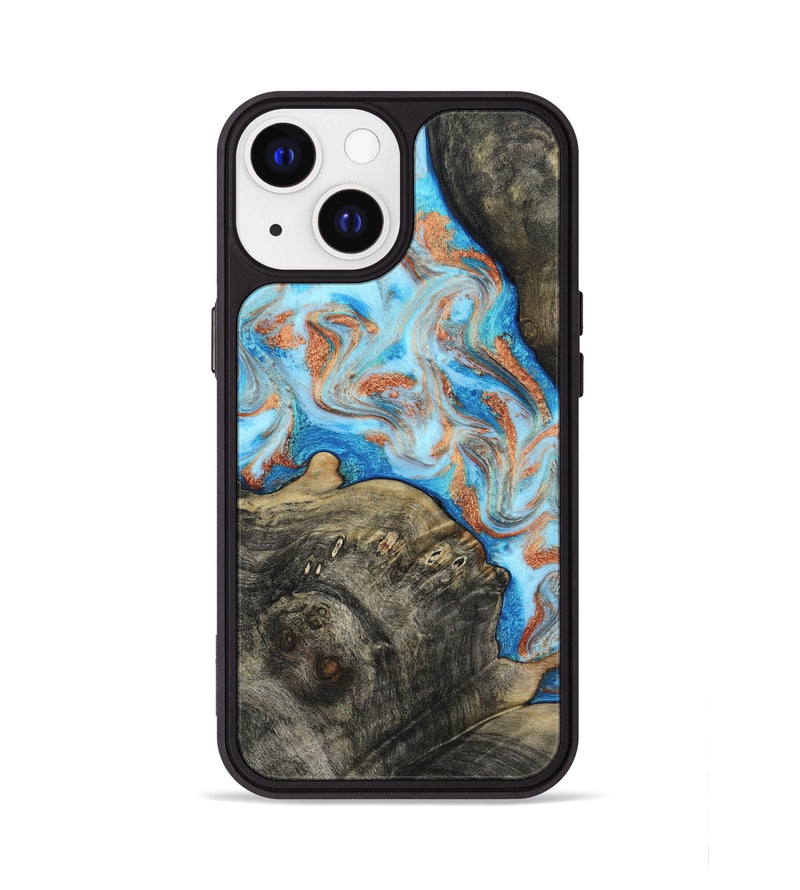 iPhone 13 Wood Phone Case - Danita (Teal & Gold, 817150)