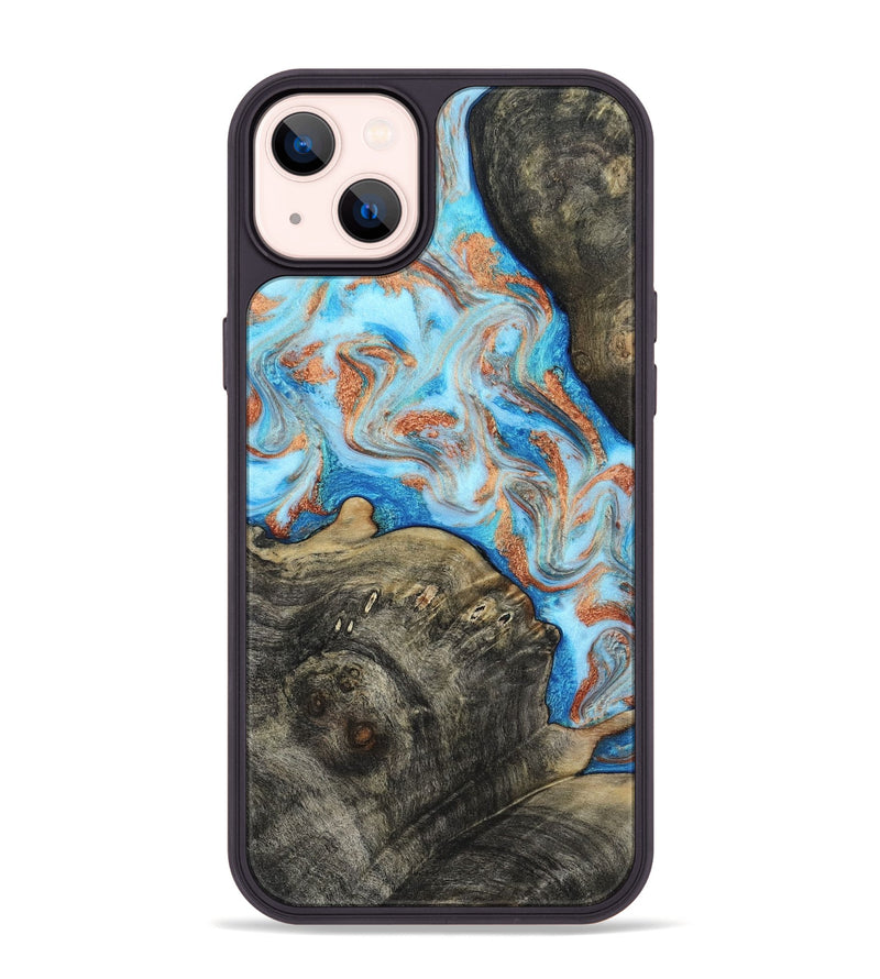 iPhone 14 Plus Wood Phone Case - Danita (Teal & Gold, 817150)