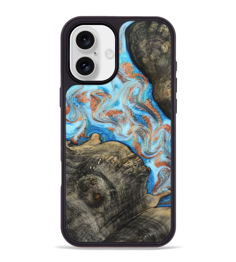 iPhone 16 Plus Wood Phone Case - Danita (Teal & Gold, 817150)