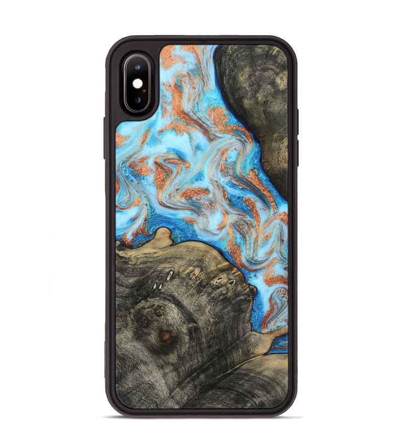 iPhone Xs Max Wood Phone Case - Danita (Teal & Gold, 817150)