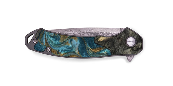 EDC Wood Pocket Knife - Nannie (Teal & Gold, 817151)