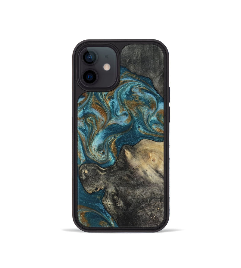 iPhone 12 mini Wood Phone Case - Nannie (Teal & Gold, 817151)
