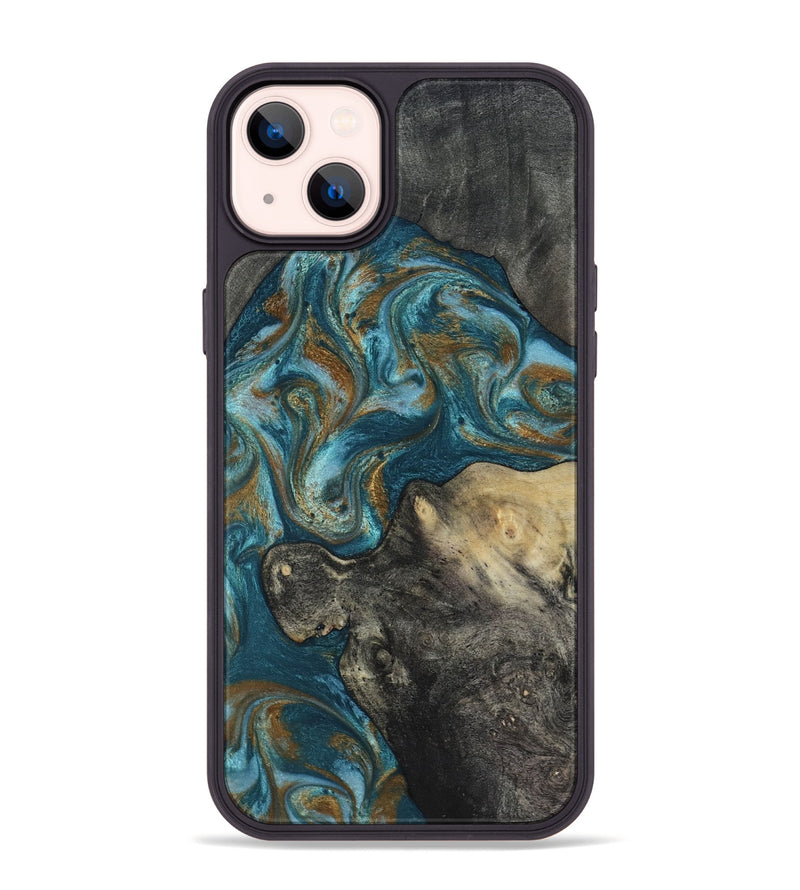iPhone 14 Plus Wood Phone Case - Nannie (Teal & Gold, 817151)