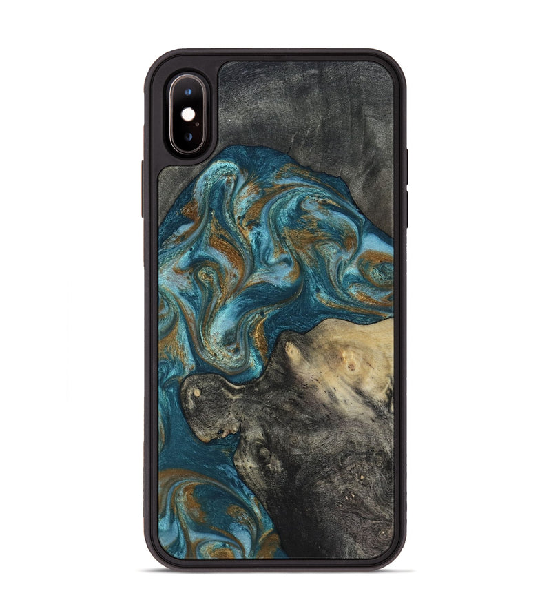 iPhone Xs Max Wood Phone Case - Nannie (Teal & Gold, 817151)