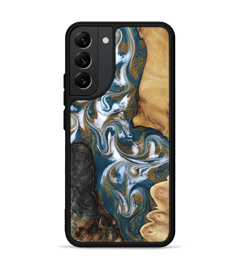 Galaxy S22 Plus Wood Phone Case - Stormy (Teal & Gold, 817153)
