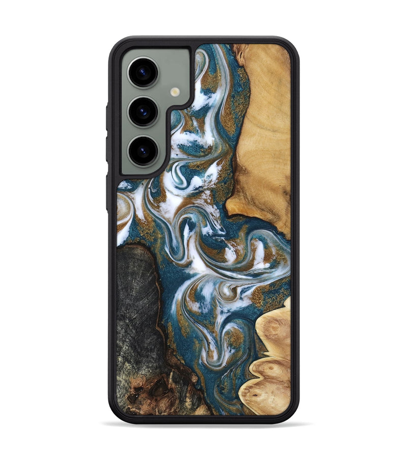Galaxy S24 Plus Wood Phone Case - Stormy (Teal & Gold, 817153)