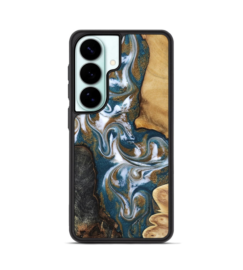 Galaxy S26 Wood Phone Case - Stormy (Teal & Gold, 817153)