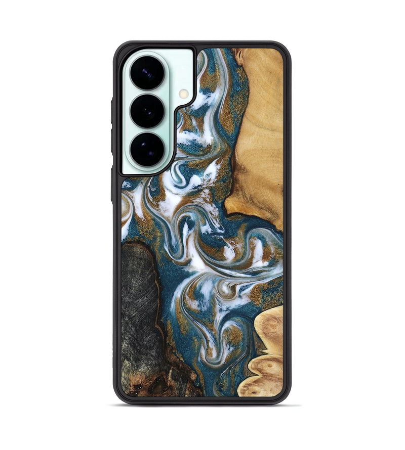 Galaxy S26 Plus Wood Phone Case - Stormy (Teal & Gold, 817153)