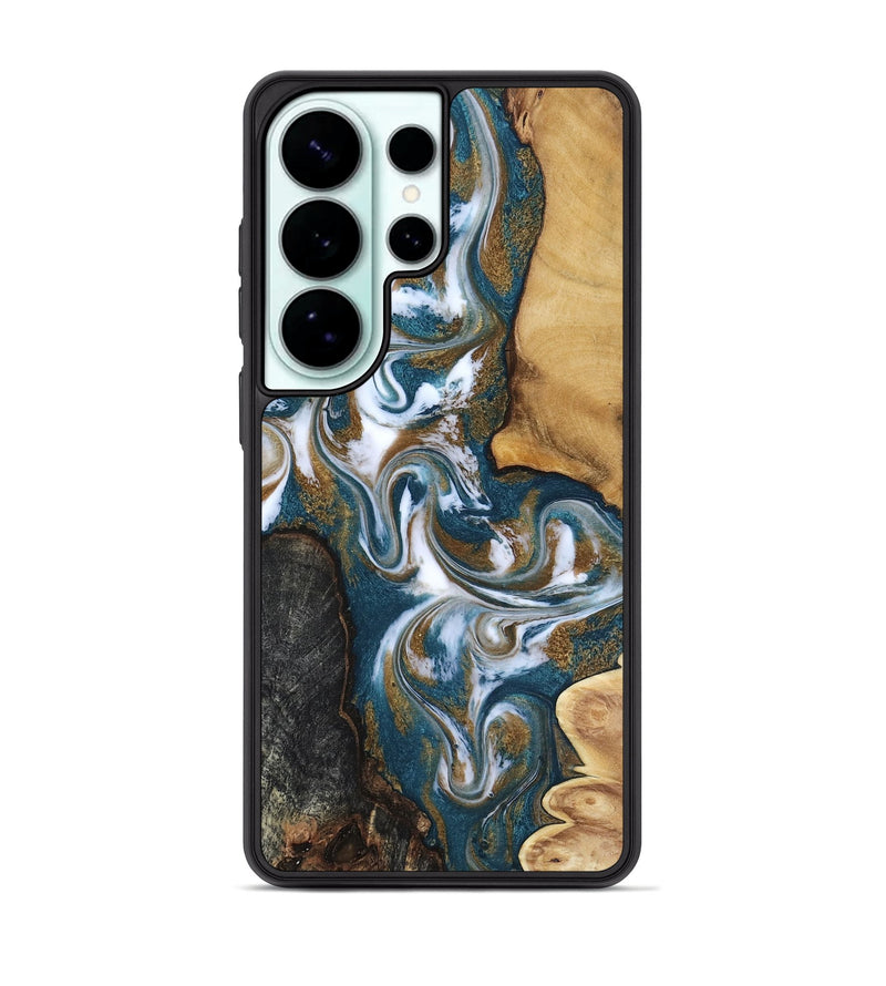 Galaxy S26 Ultra Wood Phone Case - Stormy (Teal & Gold, 817153)