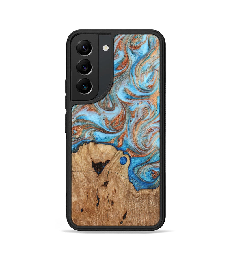 Galaxy S22 Wood Phone Case - Shay (Teal & Gold, 817155)