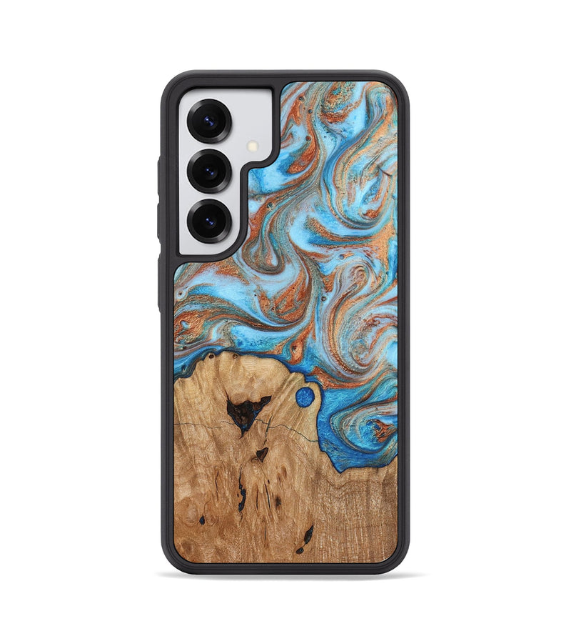 Galaxy S25 Wood Phone Case - Shay (Teal & Gold, 817155)