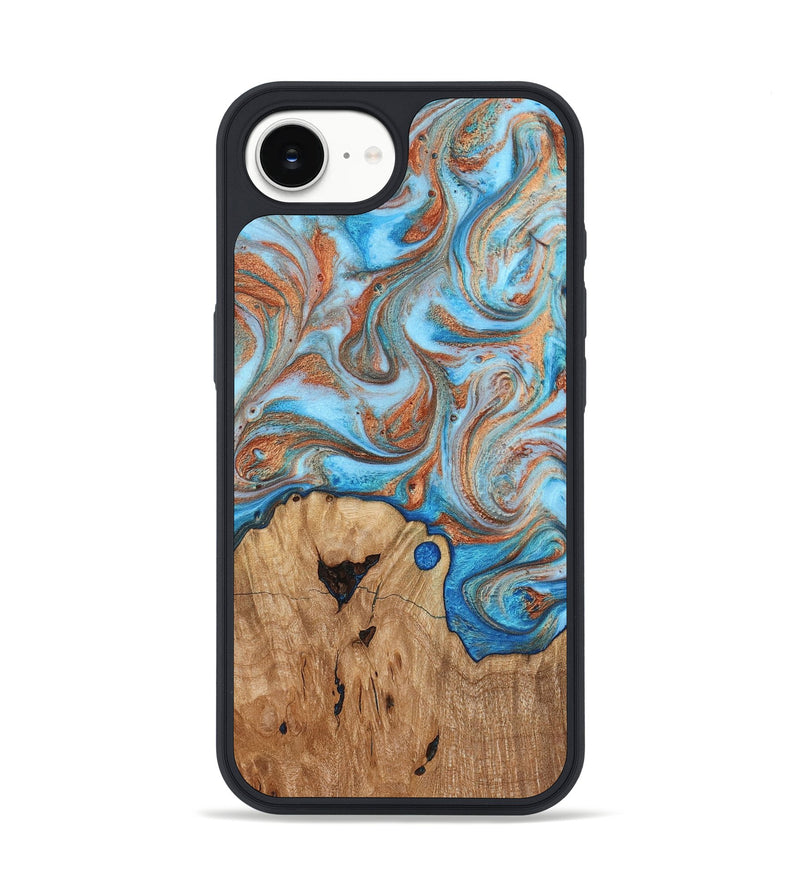 iPhone 17e Wood Phone Case - Shay (Teal & Gold, 817155)
