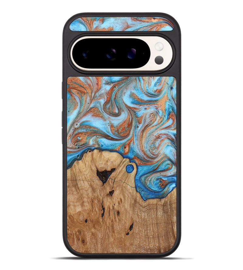 Pixel 9 Pro XL Wood Phone Case - Shay (Teal & Gold, 817155)