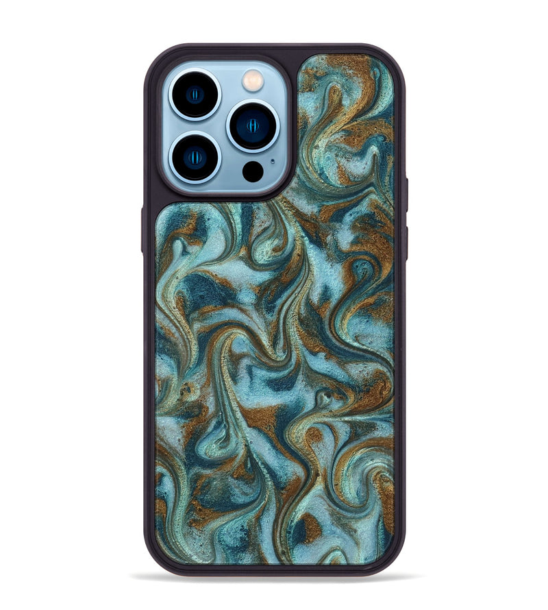 iPhone 14 Pro Max ResinArt Phone Case - Tea (Teal & Gold, 817156)