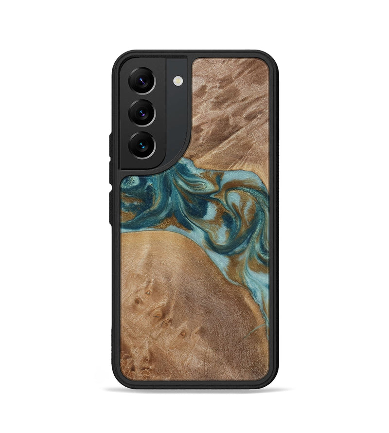 Galaxy S22 Wood Phone Case - Therese (Teal & Gold, 817157)