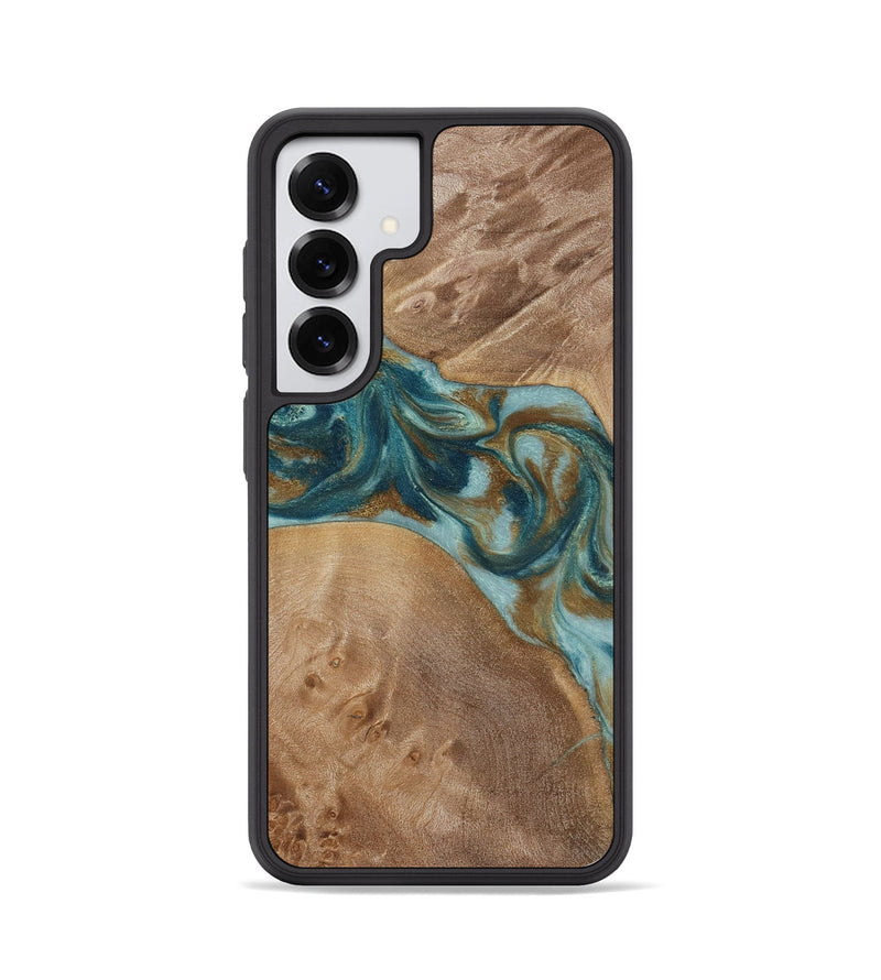 Galaxy S25 Wood Phone Case - Therese (Teal & Gold, 817157)