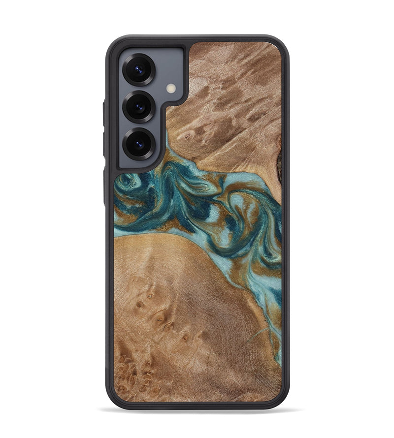 Galaxy S25 Plus Wood Phone Case - Therese (Teal & Gold, 817157)