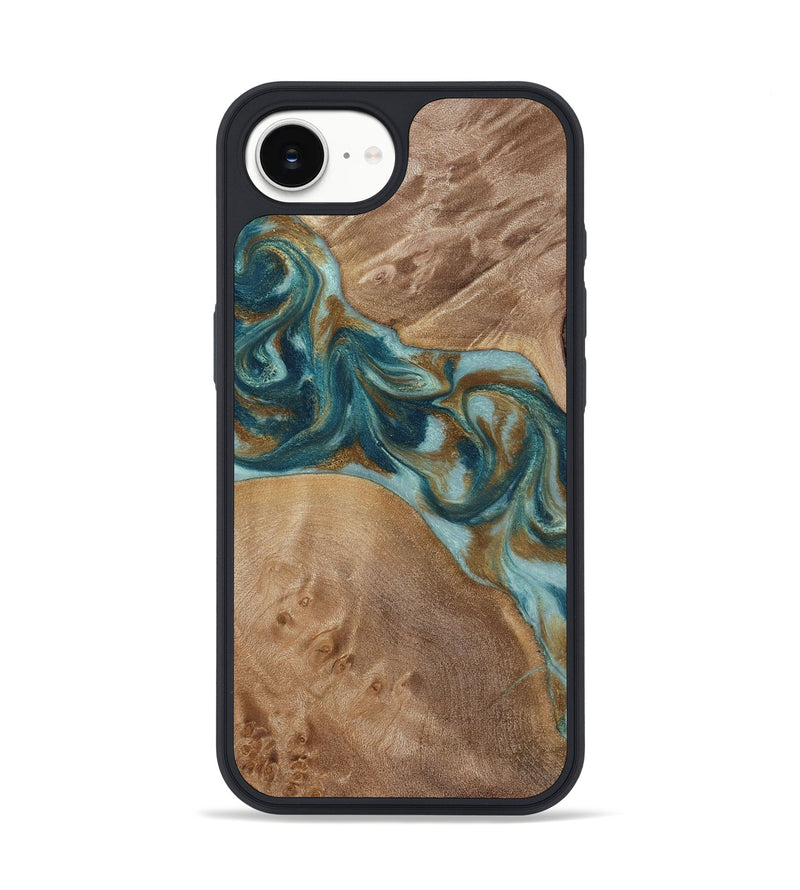 iPhone 17e Wood Phone Case - Therese (Teal & Gold, 817157)