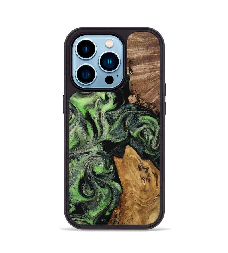 iPhone 14 Pro Wood Phone Case - Riley (Green, 817162)