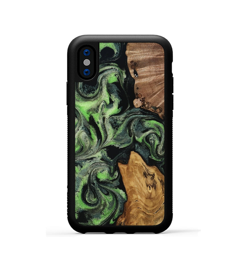 iPhone Xs Wood Phone Case - Riley (Green, 817162)