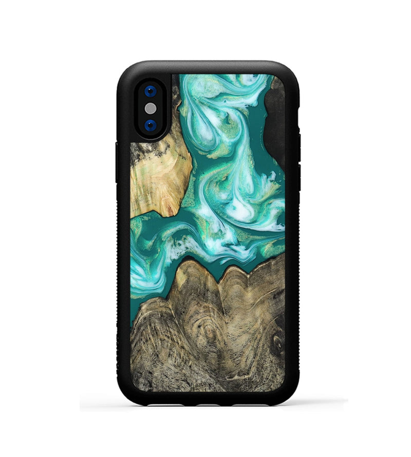 iPhone Xs Wood Phone Case - Marlon (Green, 817164)
