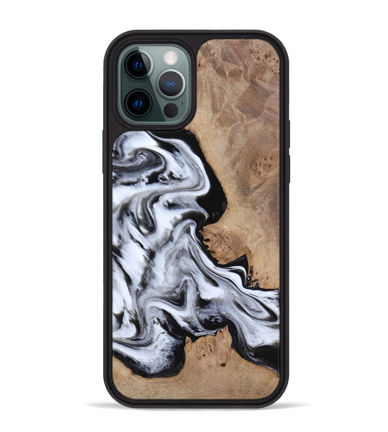iPhone 12 Pro Max Wood Phone Case - Marion (Black & White, 817175)