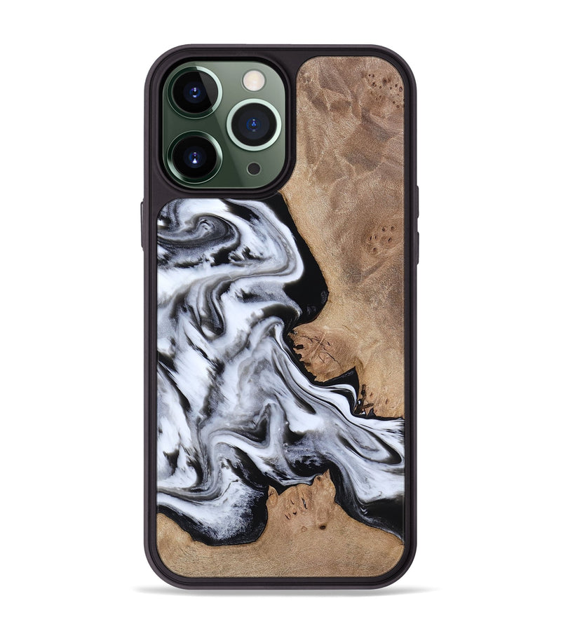 iPhone 13 Pro Max Wood Phone Case - Marion (Black & White, 817175)