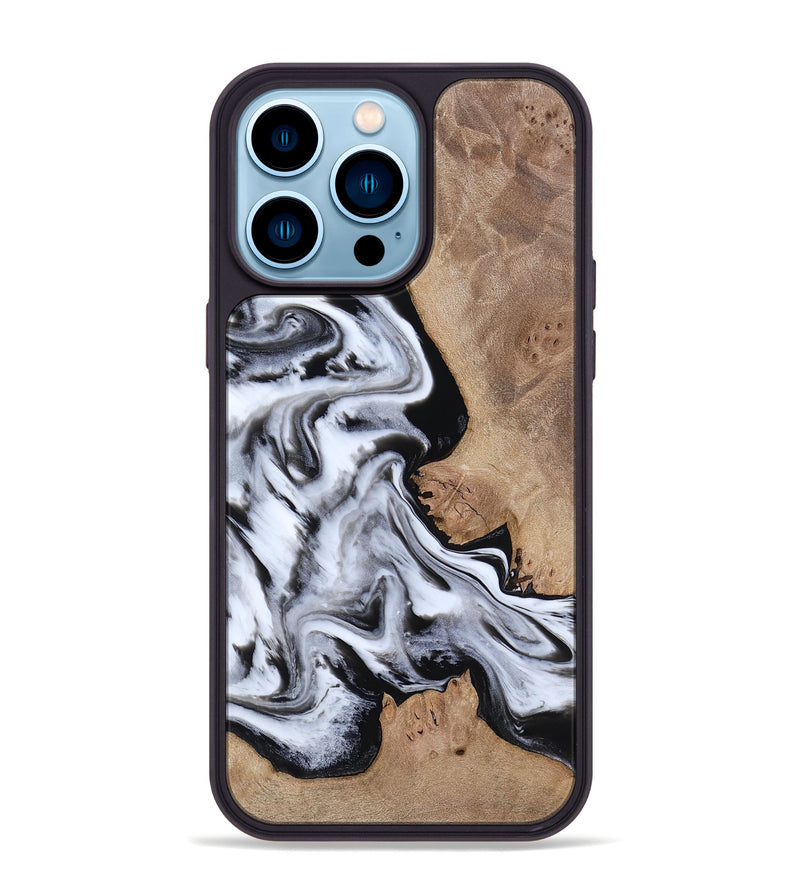 iPhone 14 Pro Max Wood Phone Case - Marion (Black & White, 817175)