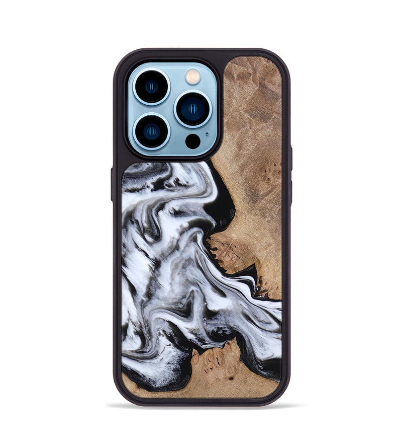 iPhone 14 Pro Wood Phone Case - Marion (Black & White, 817175)