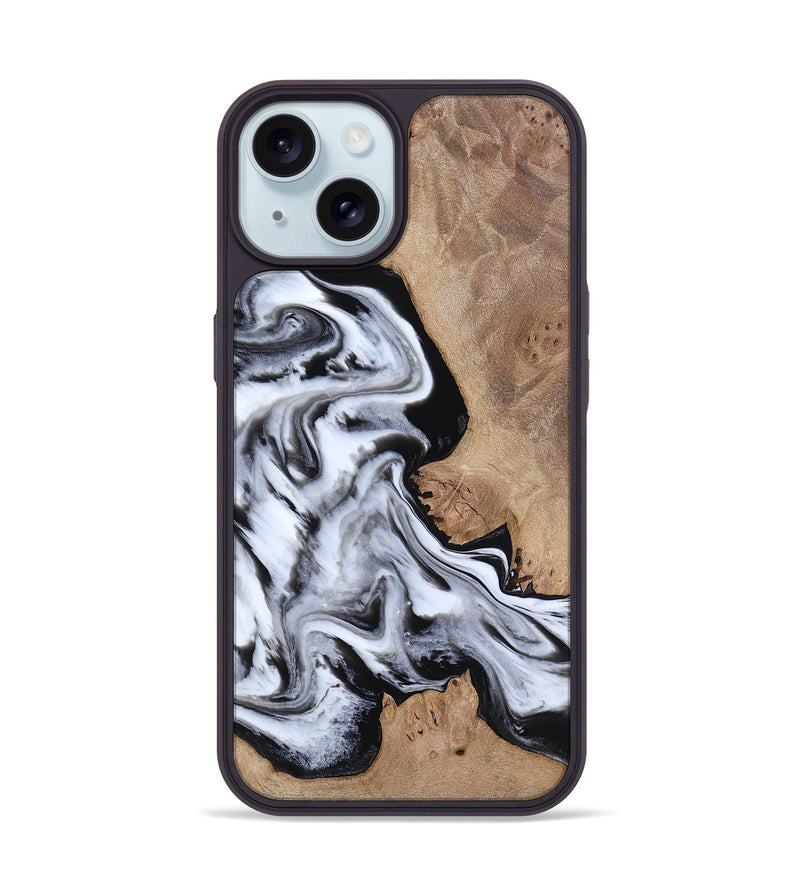 iPhone 15 Wood Phone Case - Marion (Black & White, 817175)