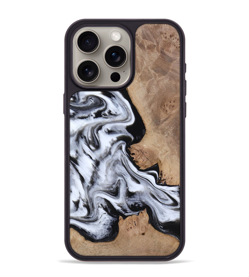 iPhone 15 Pro Max Wood Phone Case - Marion (Black & White, 817175)