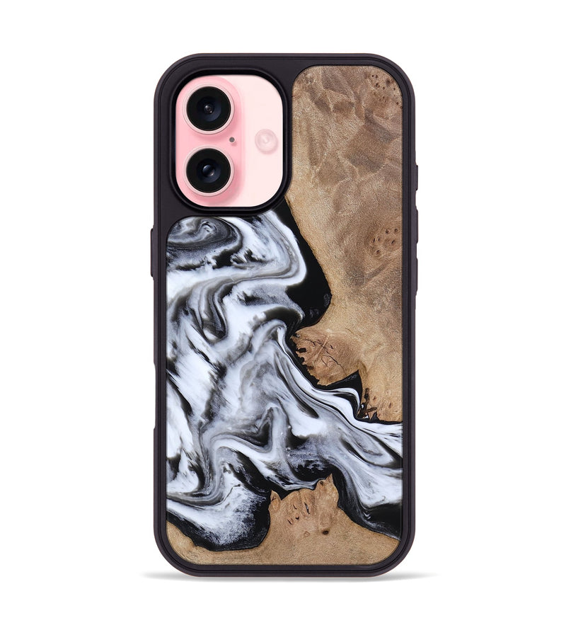 iPhone 16 Wood Phone Case - Marion (Black & White, 817175)