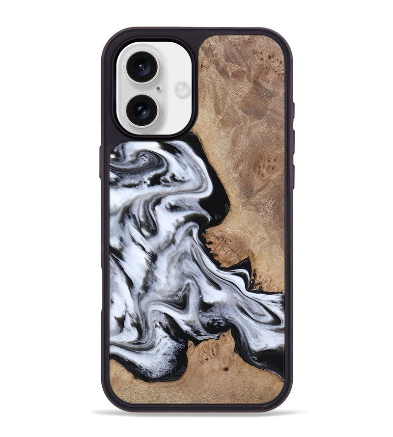 iPhone 16 Plus Wood Phone Case - Marion (Black & White, 817175)