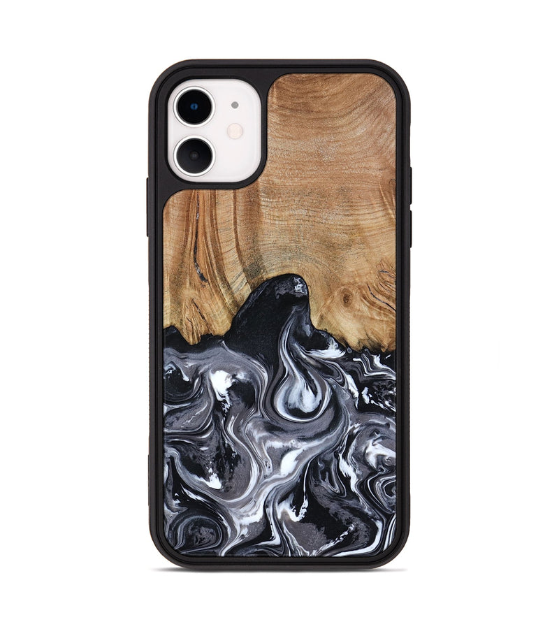 iPhone 11 Wood Phone Case - Shelba (Black & White, 817176)