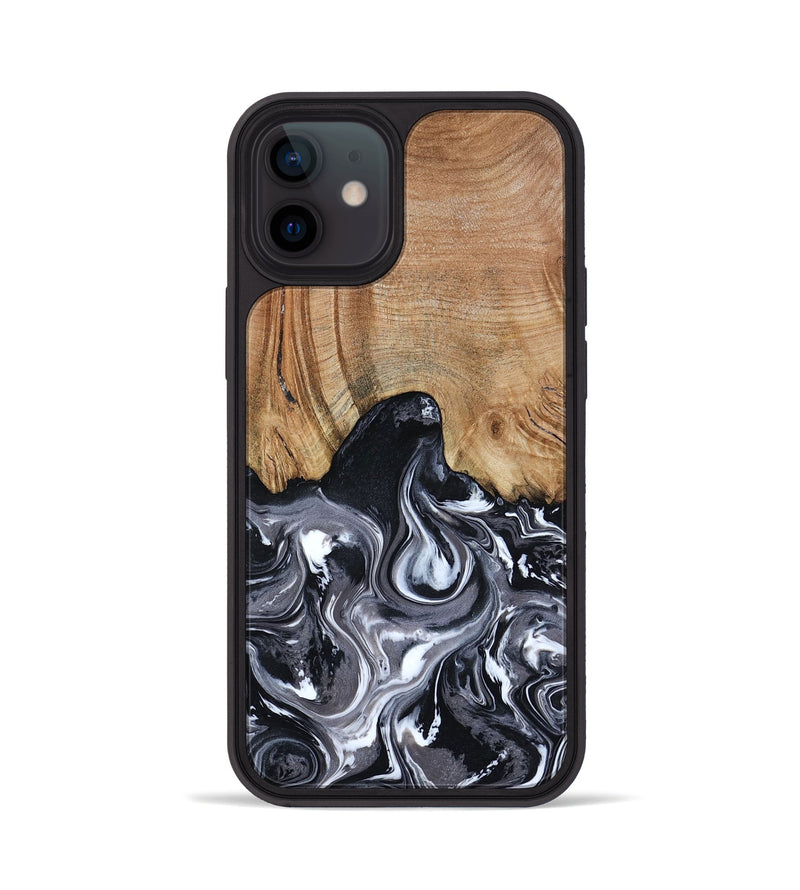 iPhone 12 Wood Phone Case - Shelba (Black & White, 817176)