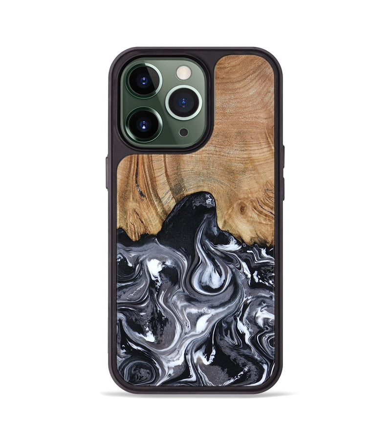 iPhone 13 Pro Wood Phone Case - Shelba (Black & White, 817176)