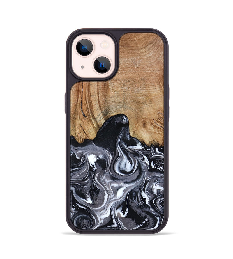 iPhone 14 Wood Phone Case - Shelba (Black & White, 817176)
