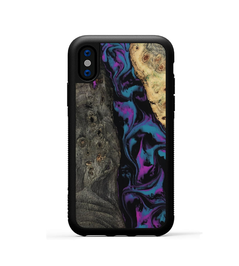 iPhone Xs Wood Phone Case - Araceli (Purple, 817197)