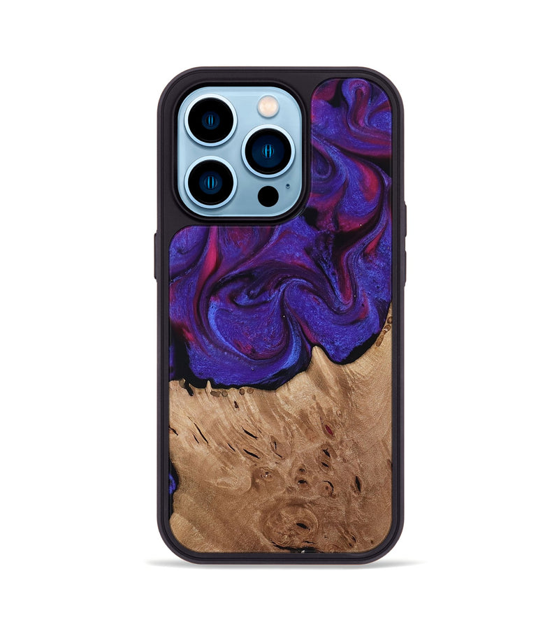 iPhone 14 Pro Wood Phone Case - Tempie (Purple, 817198)