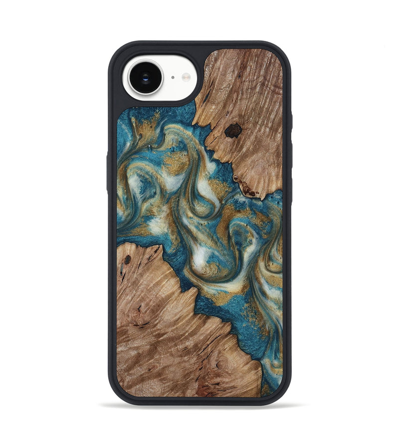 iPhone 17e Wood Phone Case - Tory (Teal & Gold, 817242)