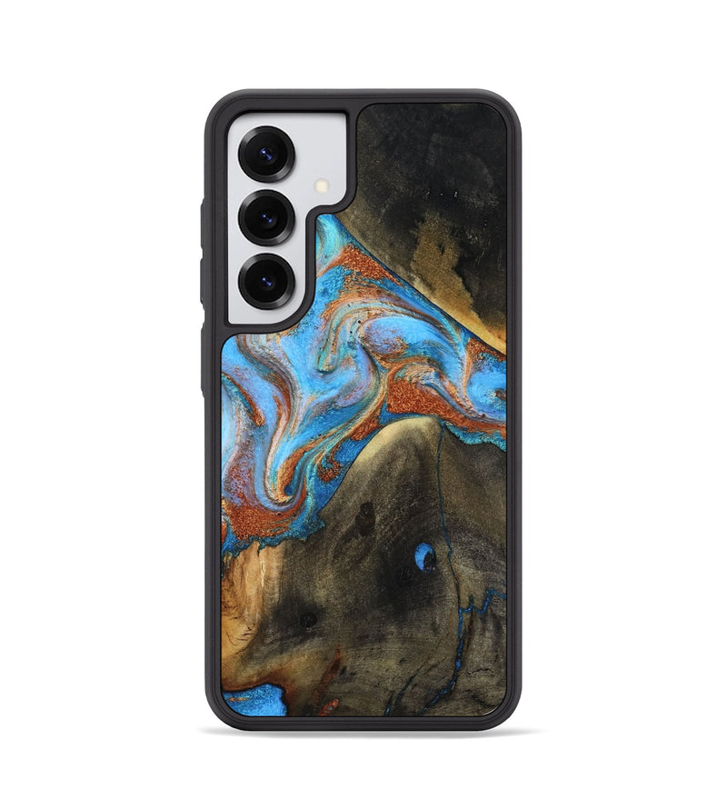 Galaxy S25 Wood Phone Case - Pierre (Teal & Gold, 817243)