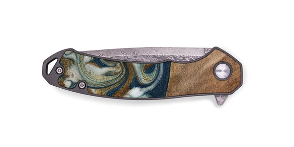 EDC Wood Pocket Knife - Mona (Teal & Gold, 817244)