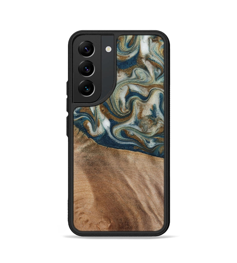 Galaxy S22 Wood Phone Case - Mona (Teal & Gold, 817244)