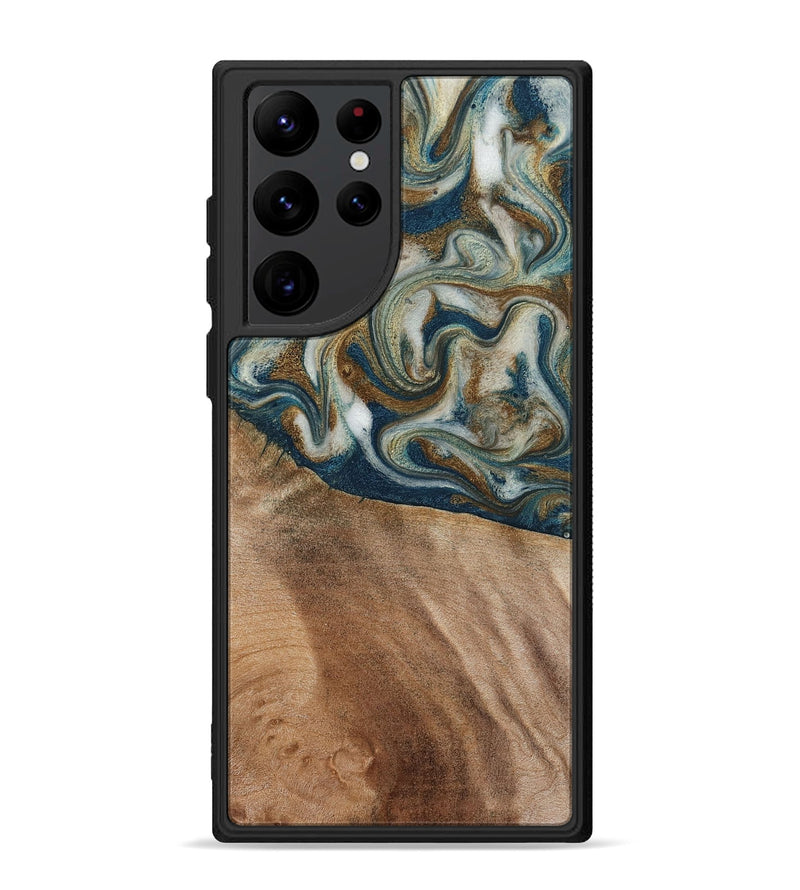 Galaxy S22 Ultra Wood Phone Case - Mona (Teal & Gold, 817244)