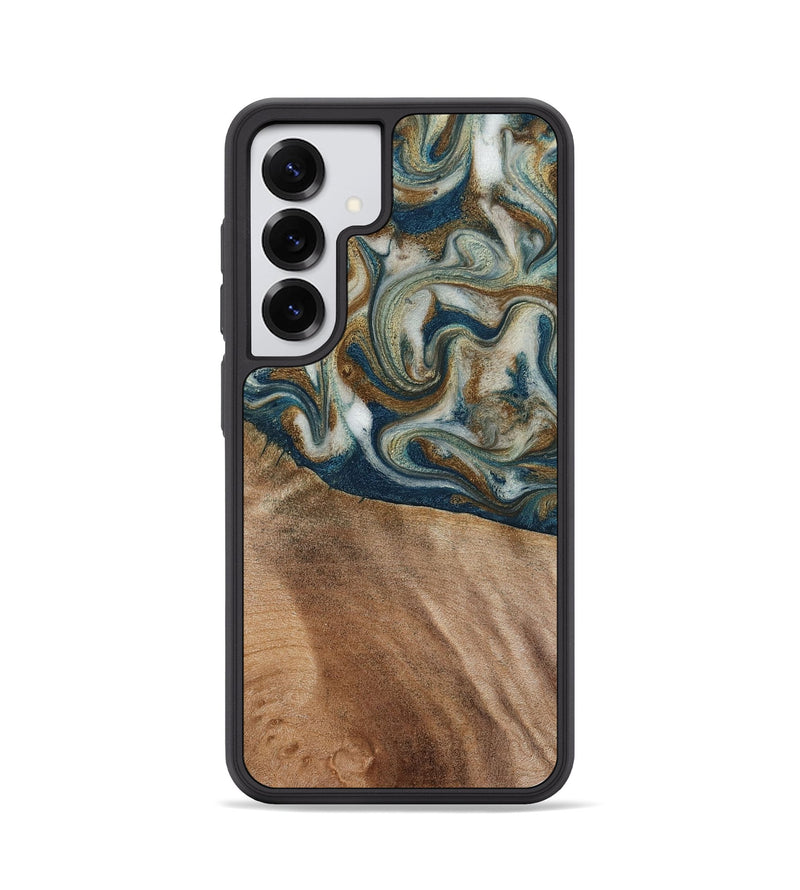 Galaxy S25 Wood Phone Case - Mona (Teal & Gold, 817244)