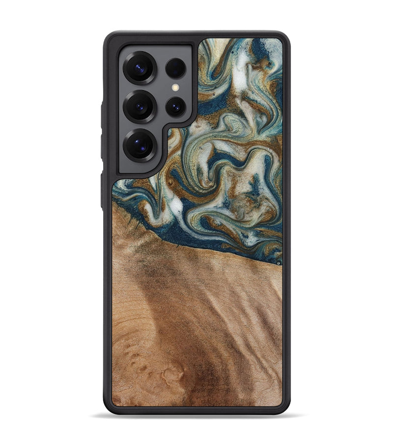 Galaxy S25 Ultra Wood Phone Case - Mona (Teal & Gold, 817244)