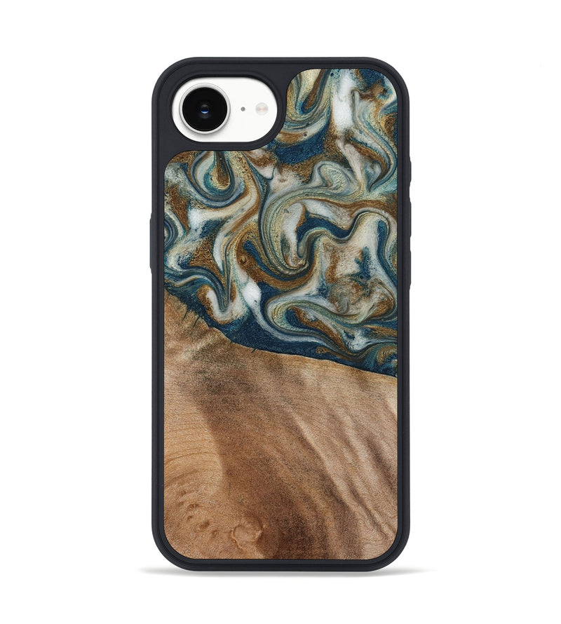 iPhone 17e Wood Phone Case - Mona (Teal & Gold, 817244)