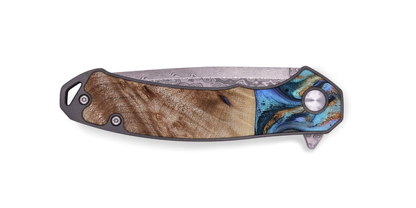 EDC Wood Pocket Knife - Malissa (Teal & Gold, 817245)